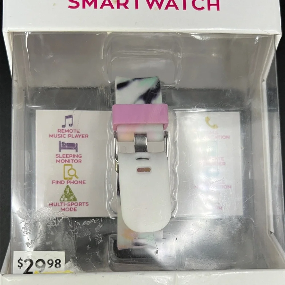 New Justice Pink Zebra Kids' Smartwatch with Touchscreen